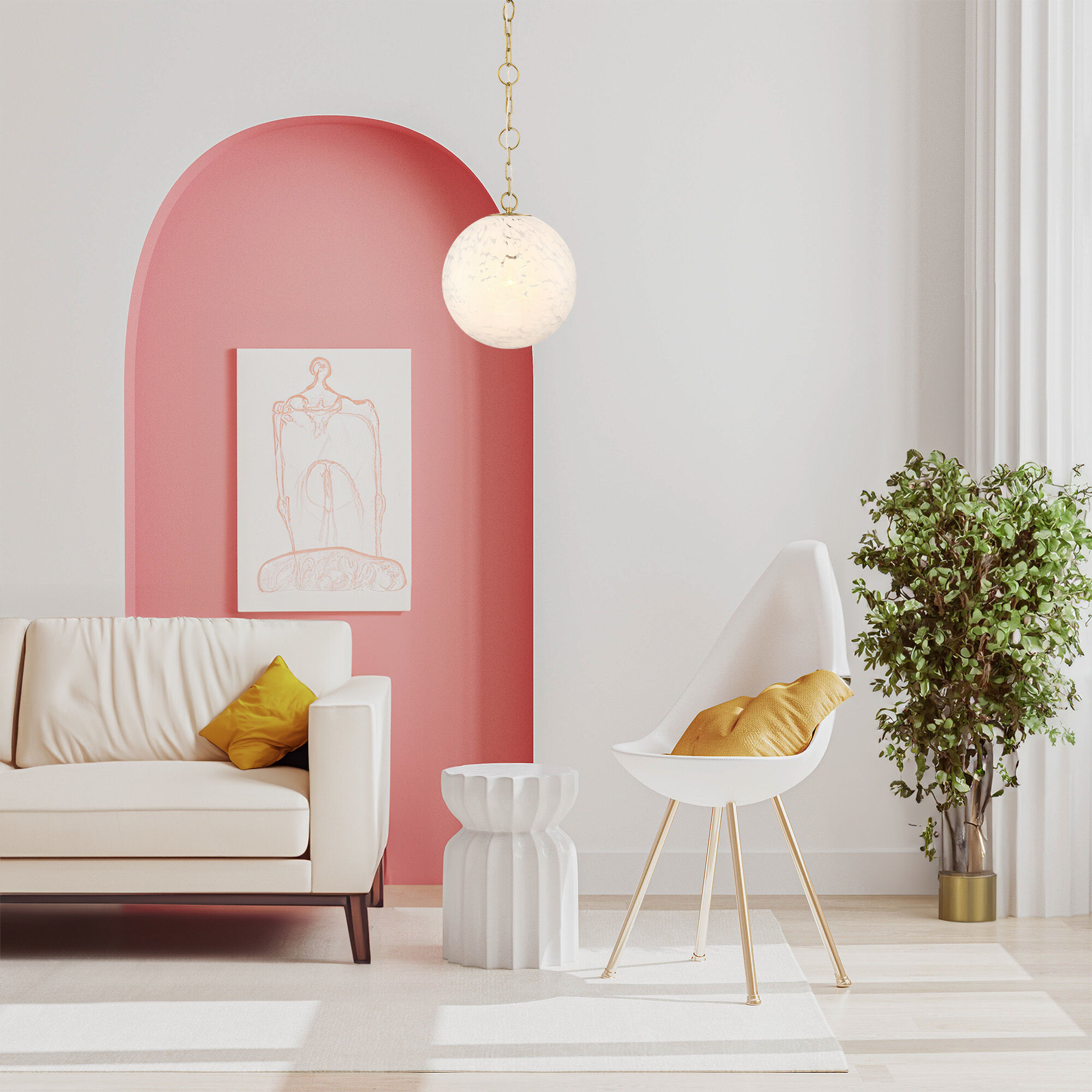 Wine Flower 1 Light 11.75 inch Brushed Gold Pendant Ceiling Light